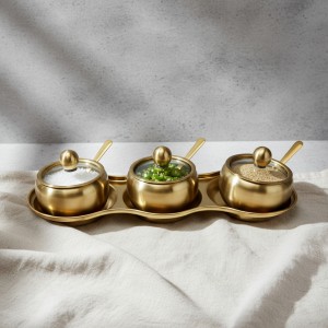 리빙아트 티타늄 원형세칸찬기(10cm) 1ea + 애플양념통1호 3ea 세트
