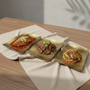리빙아트 티타늄 빈티지 웨이브 사각접시 3사이즈