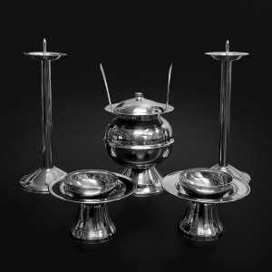 동신스텐 향로 세트 (불통 1ea + 잔대 2ea + 술잔 2ea + 촛대 2ea)